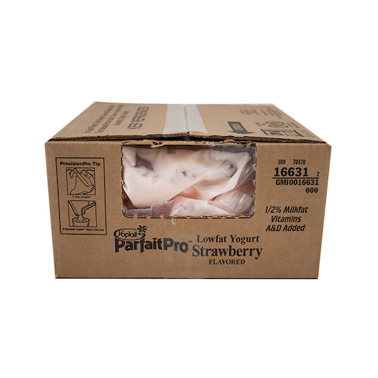 Yoplait ParfaitPro Low Fat Strawberry Yogurt, 6 x 4 lb Case - GS1 open-case image