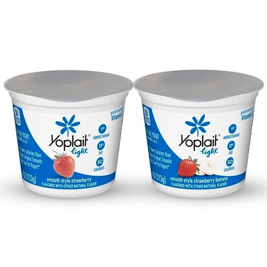 Yoplait Light Yogurt Cup Variety Pack, Strawberry & Strawberry Banana, 1 x 48 ct Case - Cheese & Dairy
