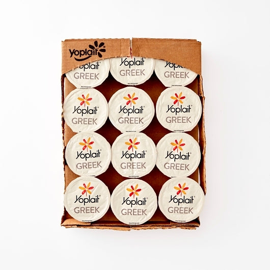 Yoplait Fat Free, Greek Blended Blueberry Yogurt, 12 x 5.3 oz Case - GS1 open-case image