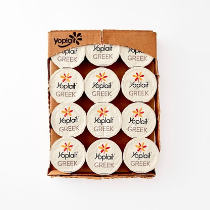 Yoplait Fat Free, Greek Blended Blueberry Yogurt, 12 x 5.3 oz Case - GS1 open-case image