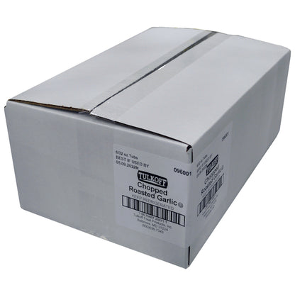 Tulkoff Chopped Roasted Garlic in Water, 6 x 32 oz Case - GS1 closed shipping case image