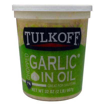 Tulkoff Chopped Garlic In Oil, 6 x 32 oz Case - Alternate product angle or state