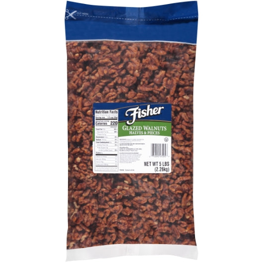 Fisher Walnut Halves & Pieces Glazed, 1 x 5 lb Case - DOT product image 2