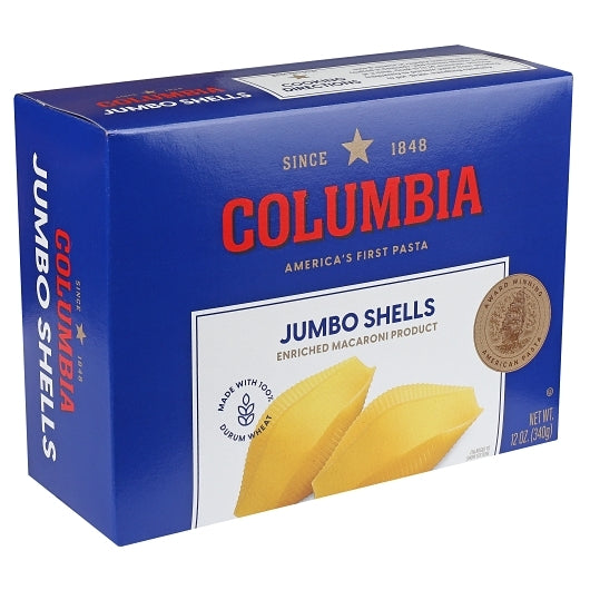 Columbia Jumbo Shell Pasta Case, 9 x 16 oz Case - Pantry Ingredients