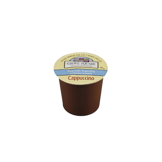 Grove Square French Vanilla Cappuccino Single Service Brewing Cup, 4 x 12.7 oz Case - Coffee & Tea