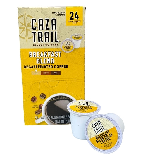Caza Trail Coffee Breakfast Blend Decaffeinated Single Service Brewing Cup, 4 x 24 each Case - Coffee & Tea