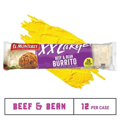 El Monterey XX-Large Beef & Bean Burrito, 12 x 9.5 oz Case - DOT product image 3