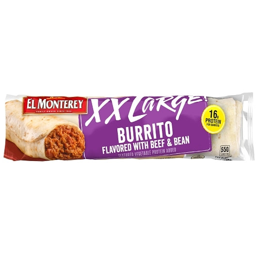 El Monterey XX-Large Beef & Bean Burrito, 12 x 9.5 oz Case - Prepared Foods