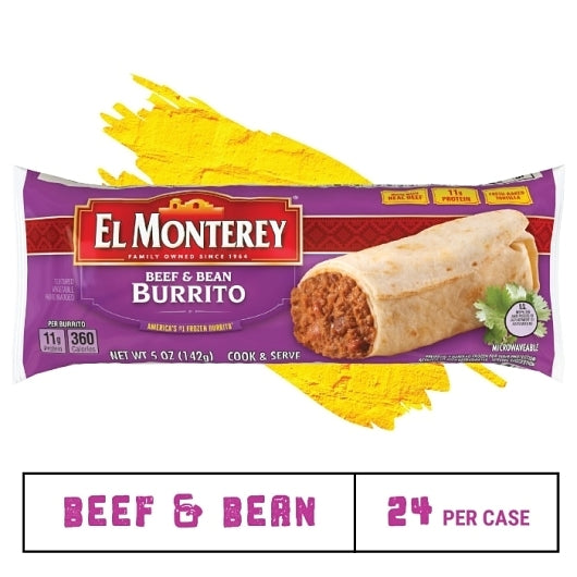El Monterey Individually Wrapped Beef & Bean Burrito, 24 x 5 oz Case - DOT product image 4