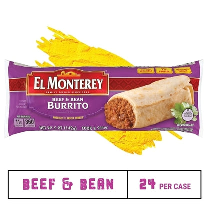 El Monterey Individually Wrapped Beef & Bean Burrito, 24 x 5 oz Case - DOT product image 4