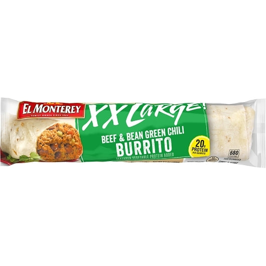 El Monterey XX Large Beef, Been & Green Chili Burrito, 12 x 9.5 oz Case - DOT product image 2