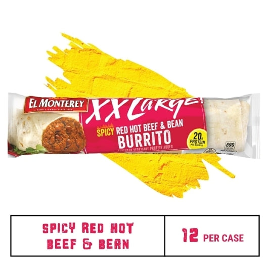 El Monterey Spicy Red Hot Beef & Bean Burrito, 12 x 9.5 oz Case - DOT product image 4