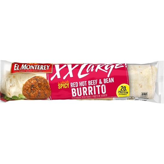 El Monterey Spicy Red Hot Beef & Bean Burrito, 12 x 9.5 oz Case - DOT product image 2