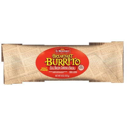 El Monterey Individually Wrapped Egg, Bacon, Salsa & Cheese Burrito, 12 x 8 oz Case - DOT product image 2