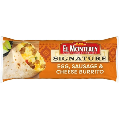 El Monterey Individually Wrapped Egg, Sausage, & Cheese Burrito, 24 x 4.5 oz Case - Prepared Foods