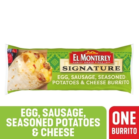 El Monterey Individually Wrapped Egg, Sausage, Cheese, & Potato Burrito, 24 x 4.5 oz Case - DOT product image 3