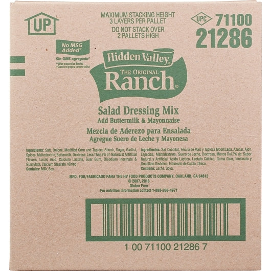 Hidden Valley No Msg Buttermilk Ranch Mix Dressing Bulk, 1 x 18 lb Case - DOT product image 4
