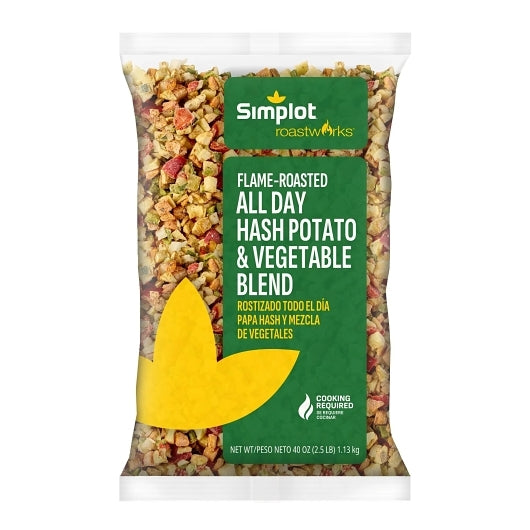 Simplot RoastWorks Roasted Potato and Vegetable All Day Hash, 6 x 2.5 lb Case - Frozen Potatoes Sides