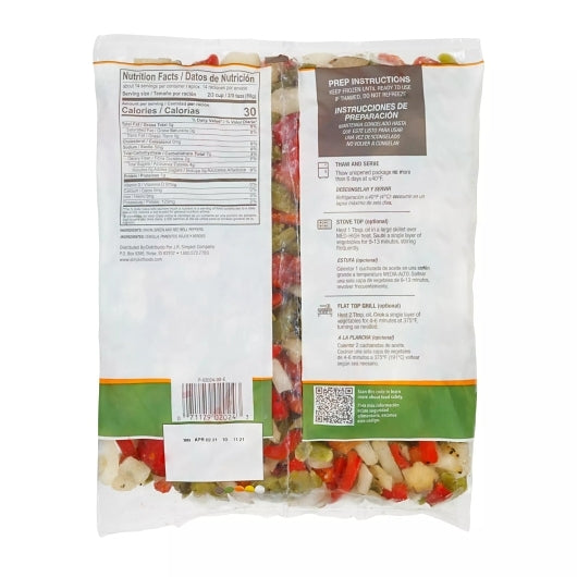 RoastWorks Flame Roasted Unseasoned Roasted Pepper & Onion, 6 x 2.5 lb Case - Frozen Vegetables & Sides