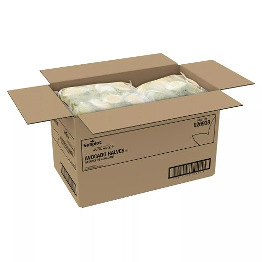 Simplot Harvest Fresh Avocados Individual Quick Frozen Avocado Halves, 12 x 2 lb Case - GS1 open-case image