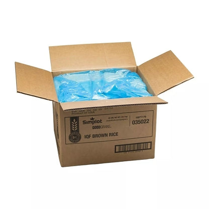 Simplot Good Grains Individually Quick Frozen Brown Rice, 1 x 40 lb Case - GS1 open-case image