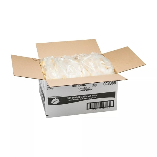 Simplot Conquest Delivery+ Clear Coated Straight Cut Fries, 6 x 5 lb Case - Frozen Potatoes Sides