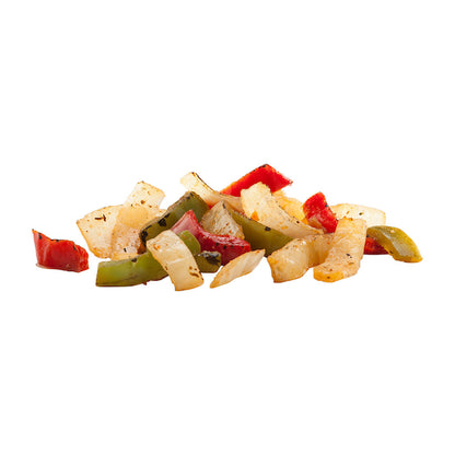 Roast Works Flame Flame-Roasted Peppers & Onions, 6 x 2.5 lb Case - Frozen Vegetables & Sides