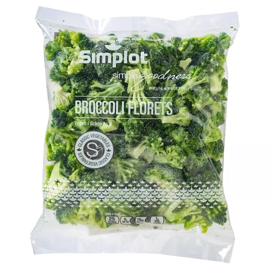 Simplot Simple Goodness Individually Quick Frozen Broccoli Floret, 12 x 2 lb Case - Frozen Vegetables & Sides