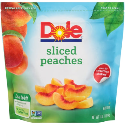 Dole Sliced Peaches, 8 x 16 oz Case - Frozen Fruit