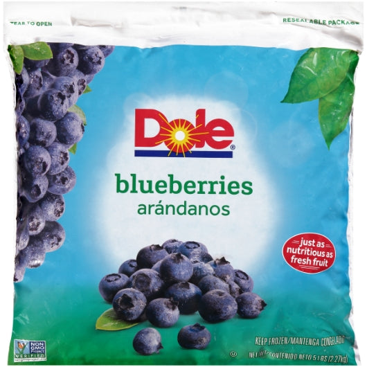 Dole Individual Quick Frozen Whole Blueberries, 2 x 5 lb Case - Frozen Fruit