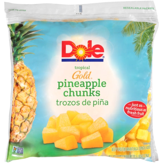 Dole Individual Quick Frozen Pineapple Chunks, 2 x 5 lb Case - Fruit & Sides
