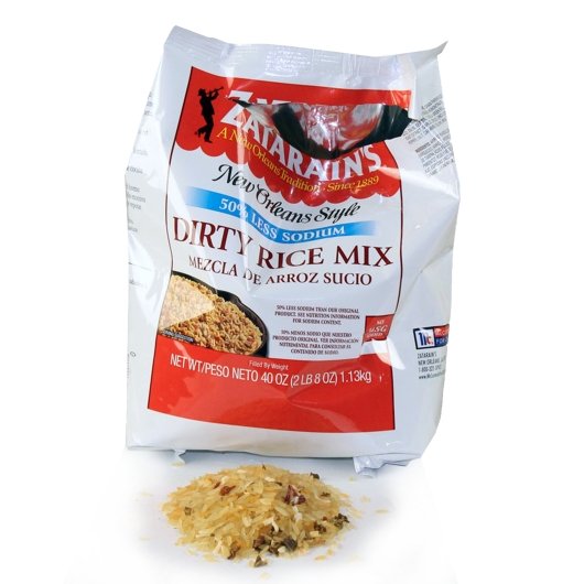 Zatarain`s Reduced Sodium Dirty Rice Mix, 6 x 40 oz Case - GS1 product shown out of package