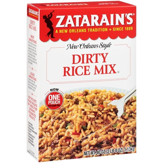 Zatarain`s Dirty Rice Mix, 8 x 40 oz Case - Alternate product angle or state