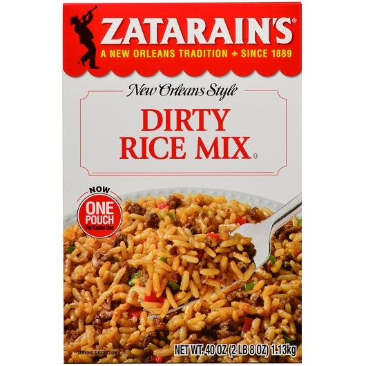 Zatarain`s Dirty Rice Mix, 8 x 40 oz Case - Front/center packaged product image