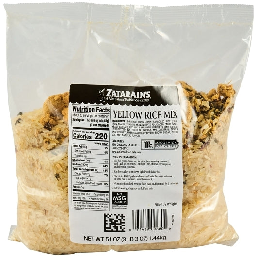 Zatarain`s Yellow Rice , 6 x 51 oz Case - Front/center packaged product image