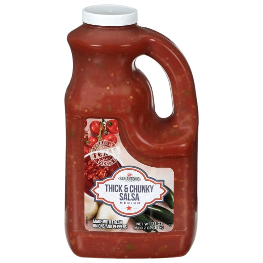 San Antonio Farms Medium Authentic Chunky Salsa, 4 x 135 oz Case - Condiments & Sauces