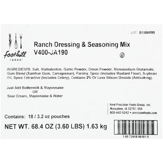 Foothill Farms Ranch Mix Dressing Mix, 18 x 3.2 oz Case - DOT product image 4