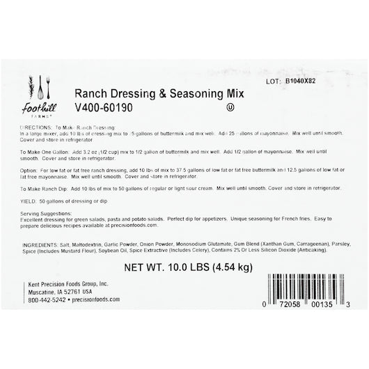 Foothill Farms Gluten Free Ranch Shelf Stable Mix Dressing Bulk, 1 x 10 lb Case - DOT product image 4