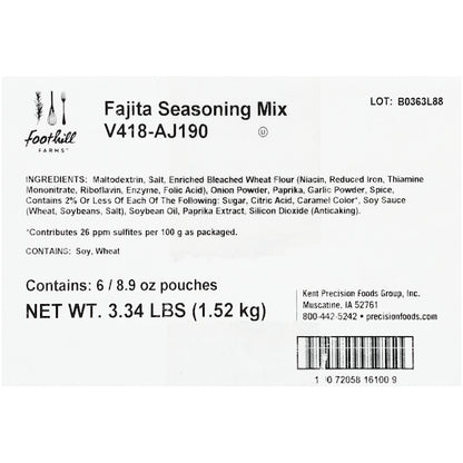 Foothill Farms Mix Fajita Seasoning No Msg, 6 x 8.9 oz Case - DOT product image 5