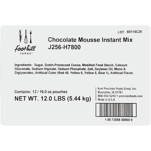 Foothill Farms Mousse Instant Mix Chocolate, 12 x 16 oz Case - DOT product image 5