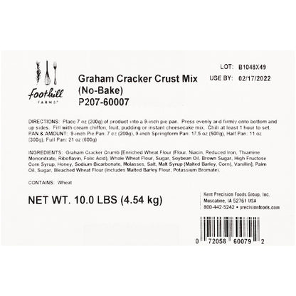 Foothill Farms Graham Cracker Crust No Bake Ready to Use Add Filling Dessert Mix, 1 x 10 lb Case - DOT product image 5