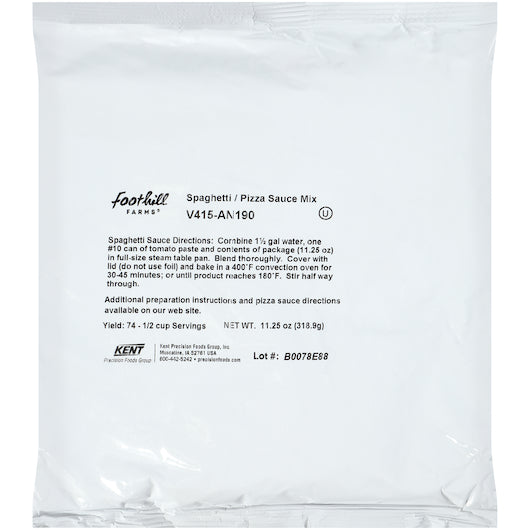 Foothill Farms Spaghetti and Pizza Sauce Mix, 6 x 11.25 oz Case - Pantry Ingredients