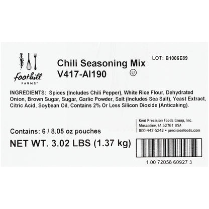 Foothill Farms Reduced Sodium No Msg Add Water Chili Seasoning Mix, 6 x 8.05 oz Case - DOT product image 4