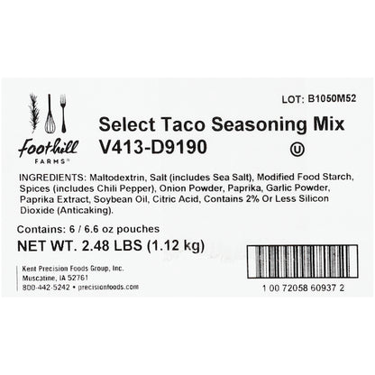 Foothill Farms Select Reduced Sodium No Msg Taco Seasoning Mix, 6 x 6.6 oz Case - DOT product image 4