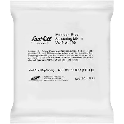 Foothill Farms Low Sodium Add Water Gluten Free No Msg Mexican Rice Seasoning Mix, 6 x 11 oz Case - Spices Seasonings