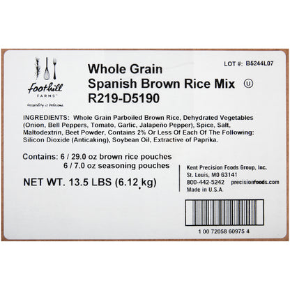 Foothill Farms Whole Grain Reduced Sodium Spanish Brown Rice Mix, 6 x 36 oz Case - DOT product image 6
