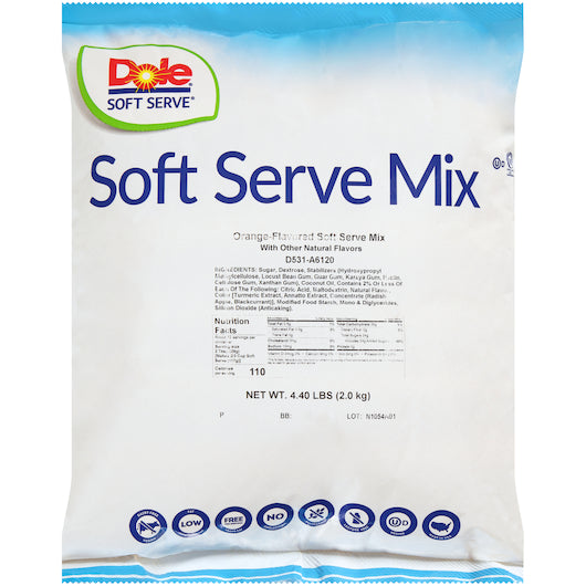 Dole Orange Soft Serve Mix, 4 x 4.4 lb Case - Bakery & Desserts