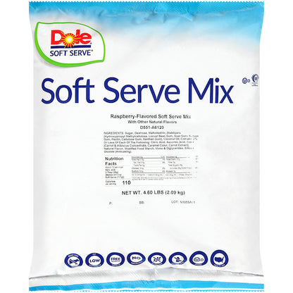 Dole Lactose-Free Raspberry Soft Serve Mix, 4 x 4.6 lb Case - Bakery & Desserts
