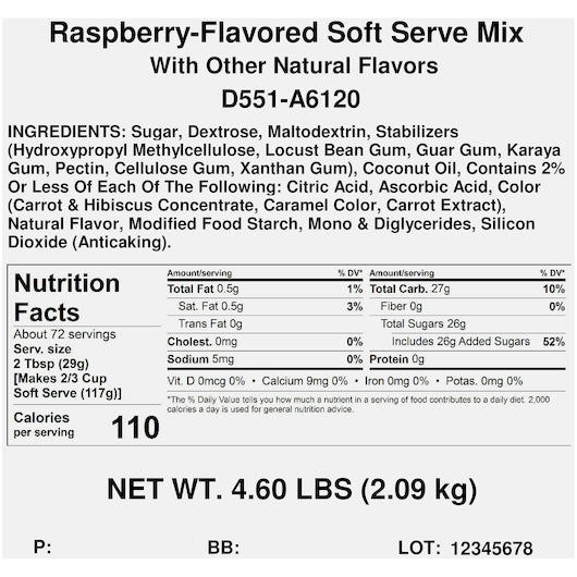 Dole Lactose-Free Raspberry Soft Serve Mix, 4 x 4.6 lb Case - DOT product image 6
