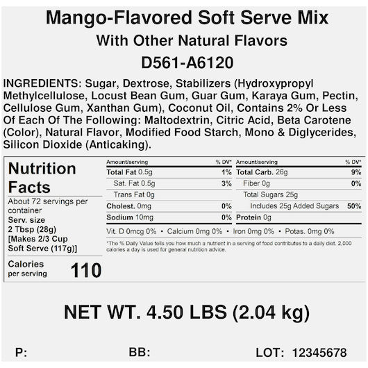 Dole Mango Soft Serve Mix, 4 x 4.5 lb Case - DOT product image 7